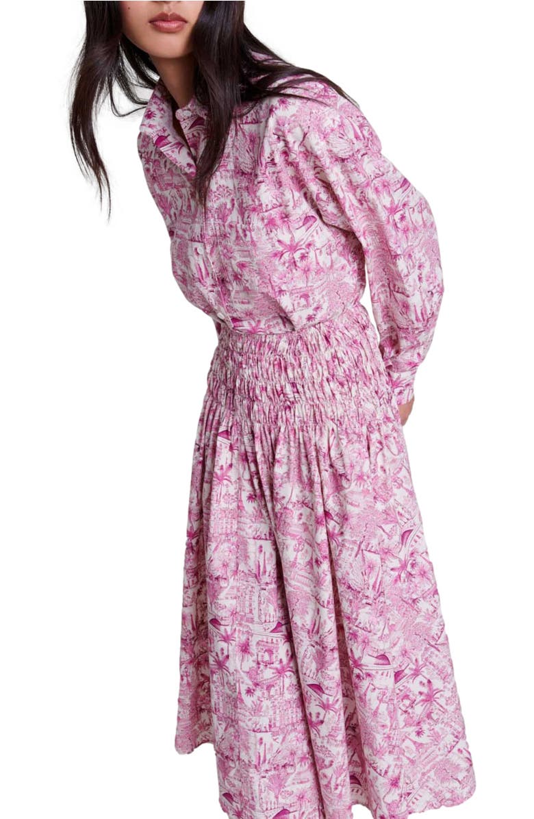 maje Elasticated smocked-waist skirt, Alternate, color,