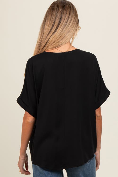 Pinkblush V-neck Pin-tuck Detail Top In Black