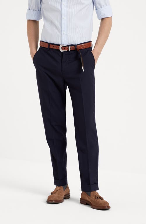 Brunello Cucinelli Super 150s Wool Striped Suit Trousers In Blue