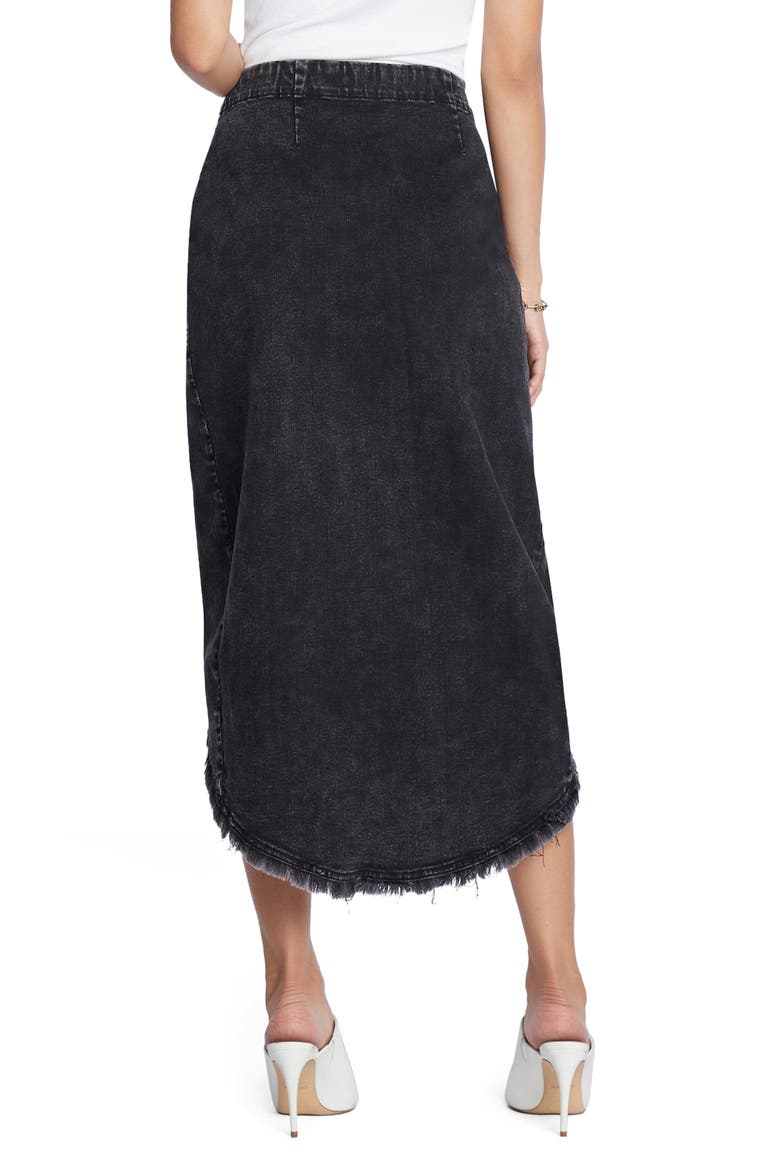 Button Front Denim Faux Wrap Skirt, Alternate, color, SHADY BLACK