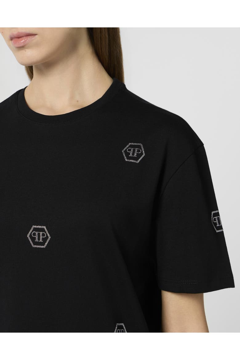 Man Fit T-Shirt Mini Monogram Crystal Monogram Women, Alternate, color, black