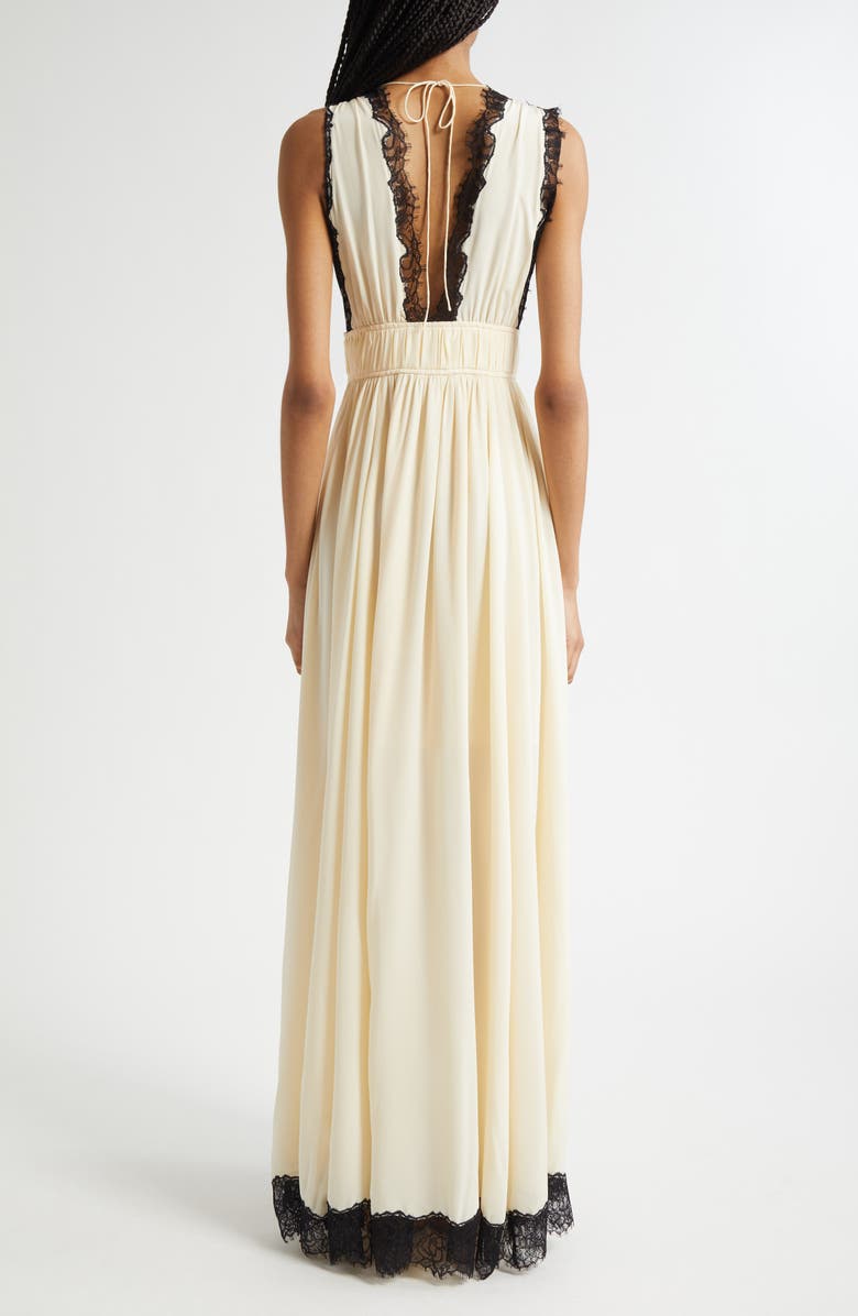 Ulla Johnson Maguerite Lace Trim Silk Gown, Alternate, color, Creme