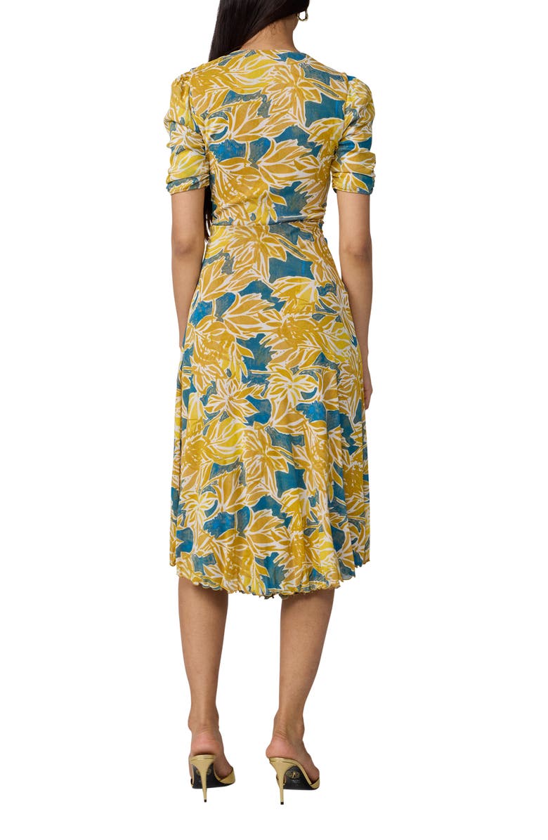 Diane von Furstenberg Koren Print Ruched Reversible Dress, Alternate, color, Sea Palm Mid Crete Blue