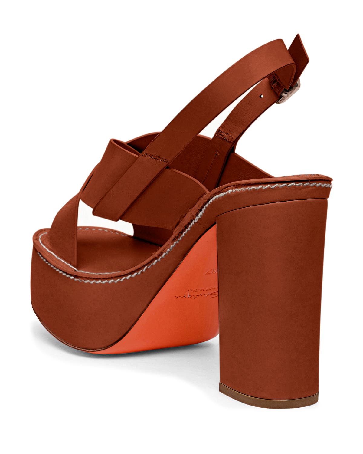 Santoni Leather high-heel sandal, Alternate, color, Light Brown
