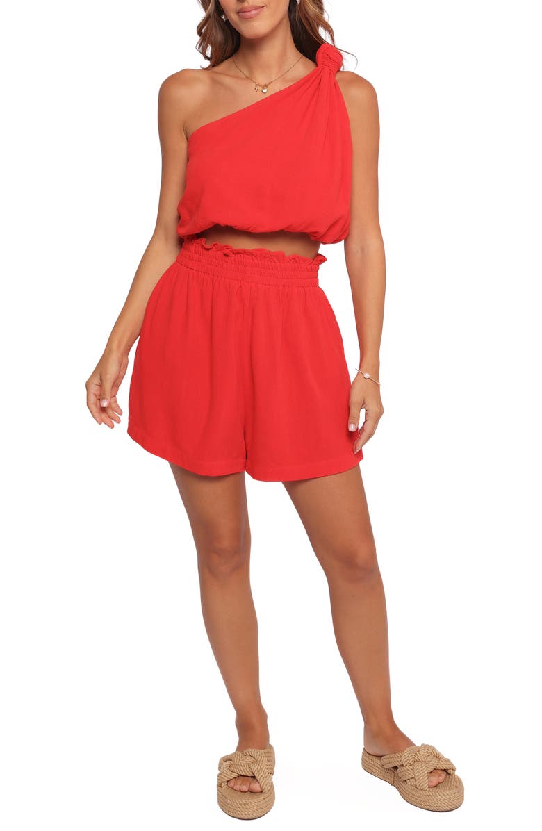 Petal & Pup Sally One-Shoulder Crop Top & Shorts Set, Main, color,
