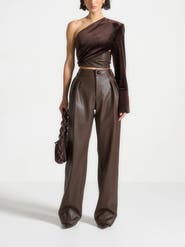 Manière De Voir Coralie One Sleeve Velour Wrap Top