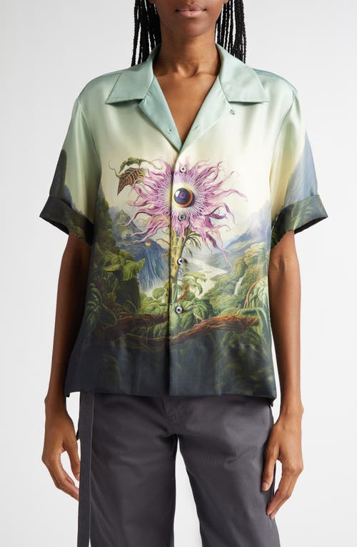 MONSE Sunflower Print Silk Button-Up Shirt in Passionfl. Print 