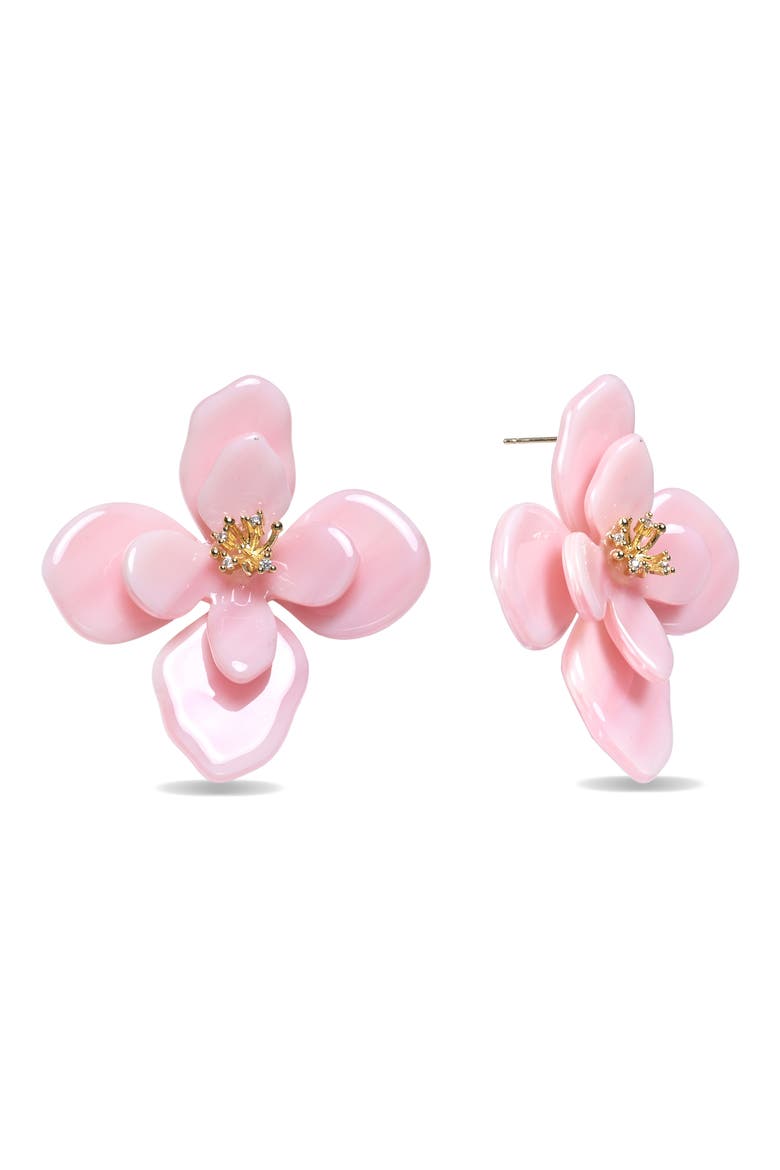 Ysabel Flower Stud Earrings, Main, color, PINK