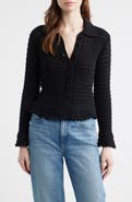 Madewell Pointelle Knit Peplum Cotton Cardigan
