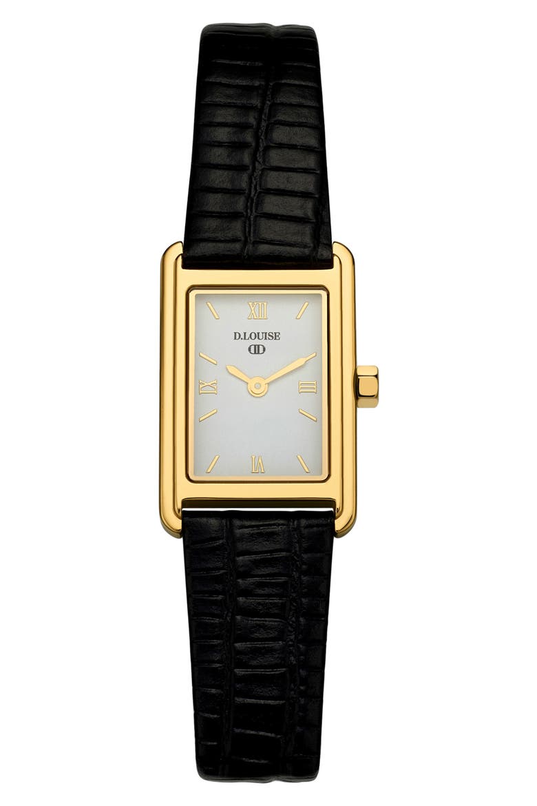 Classic Leather Strap Watch, 25mm x 19mm, Main, color, BLACK