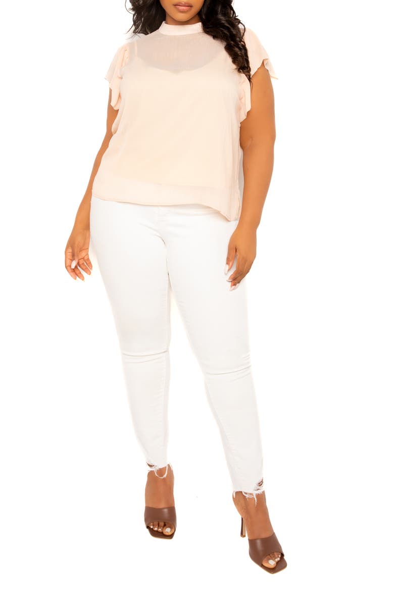 Ruffle Sleeve Top, Alternate, color, BLUSH