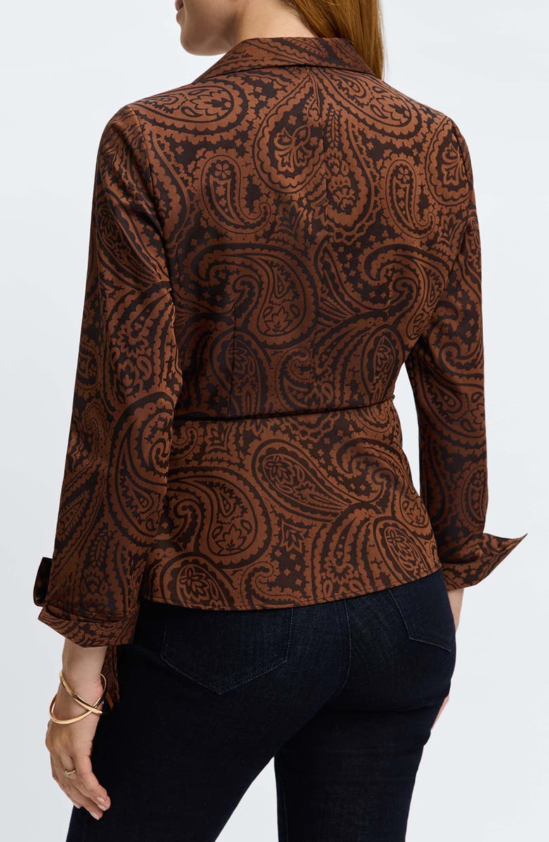 Foxcroft Saline Paisley Jacquard Wrap Top, Alternate, color, Macchiato/ Black