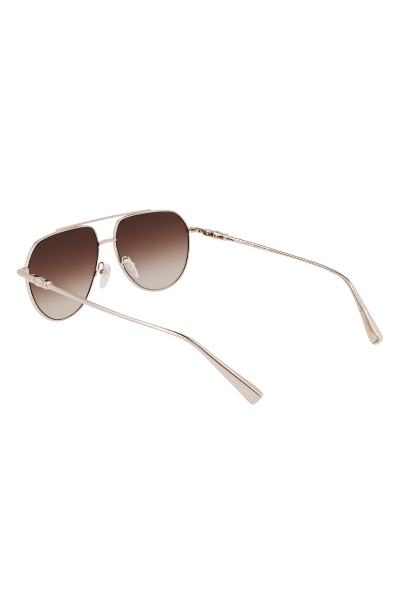 Longchamp Roseau 57mm Gradient Aviator Sunglasses, Alternate, color, Gold/ Gradient Brown