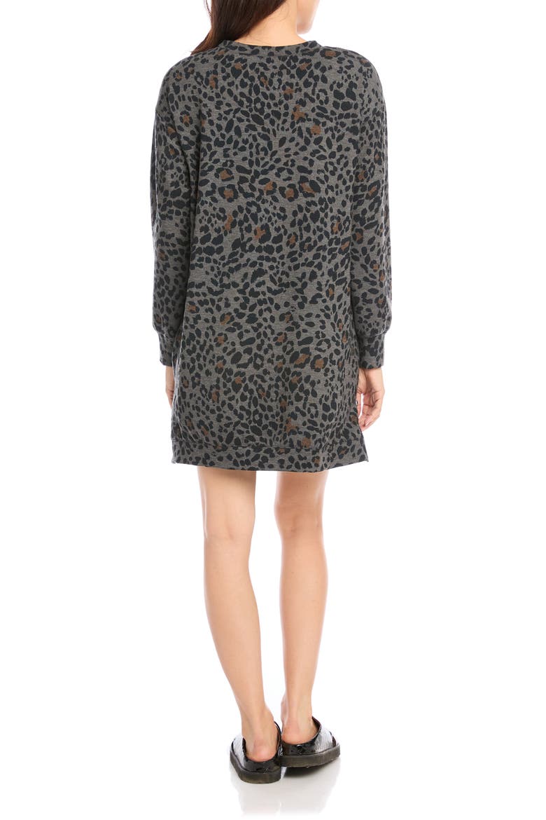 Leopard Print Zip Side Long Sleeve Sweatshirt Minidress, Alternate, color, PRINT