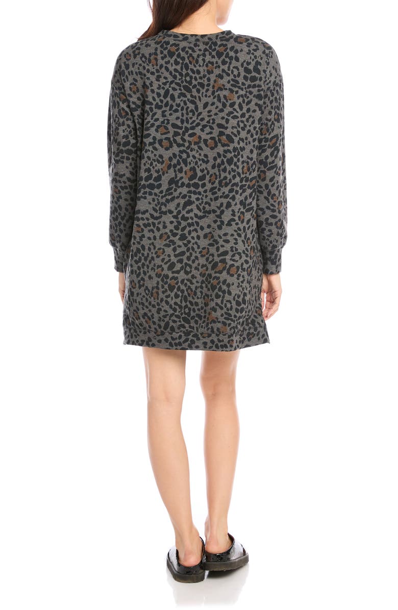 FIFTEEN TWENTY Leopard Print Zip Side Long Sleeve Sweatshirt Minidress, Alternate, color, 