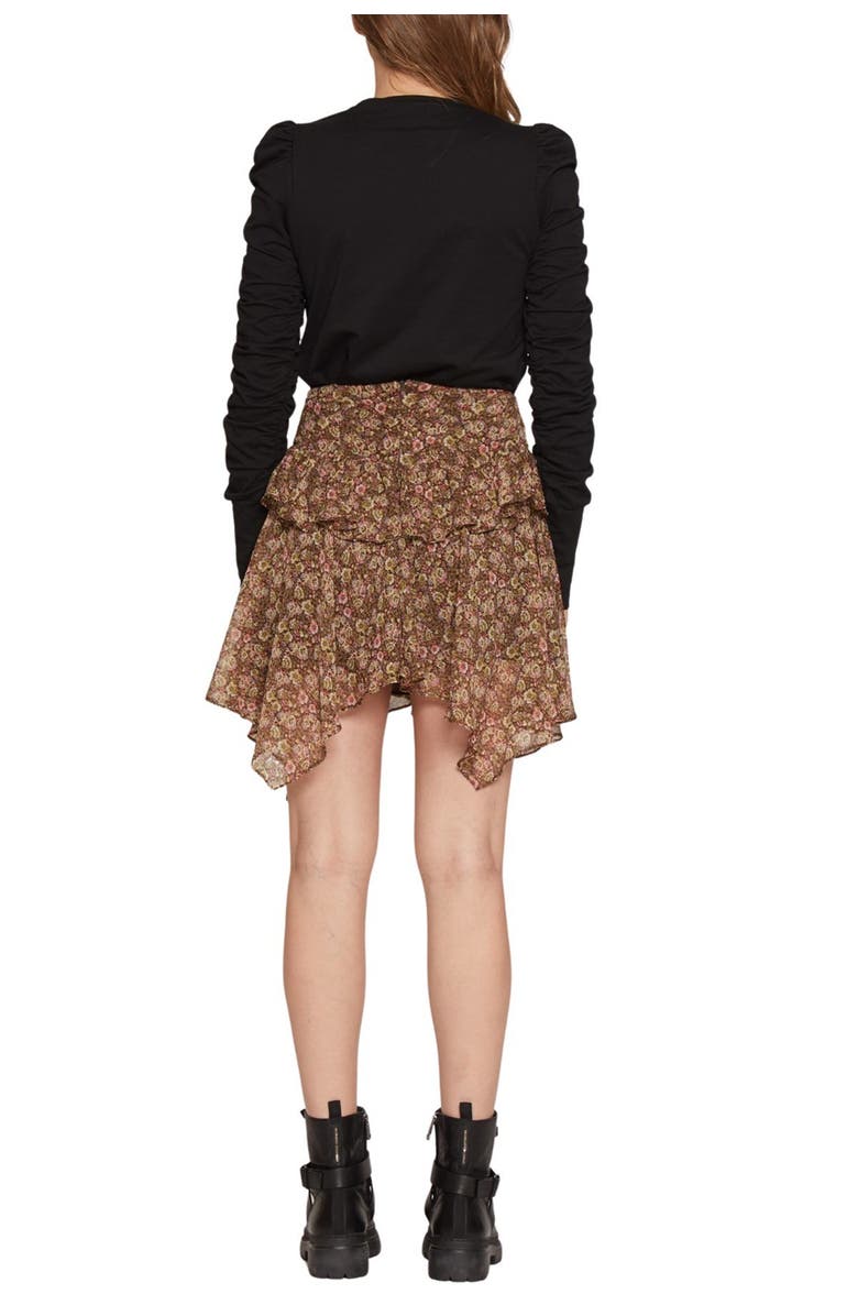 Walter Baker Dot Ruched Long Sleeve Top, Alternate, color, Black