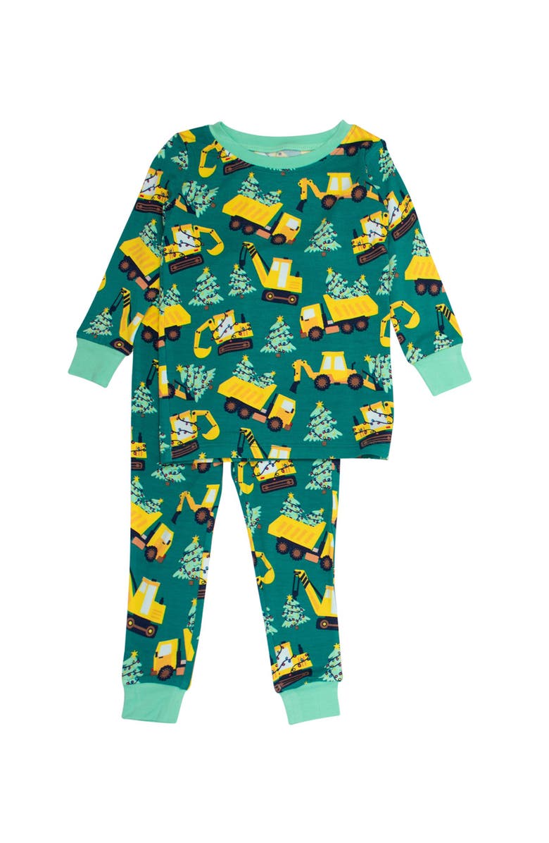 RuffleButts Gender Inclusive SoftSnooze Long Sleeve Pajama Set, Main, color, Holiday Haul
