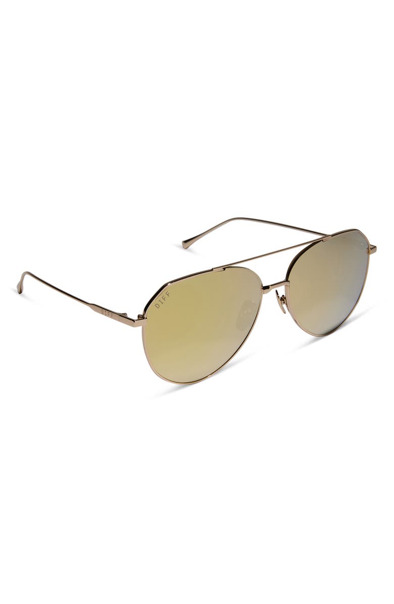 DIFF Dash 69mm Oversize Polarized Mirrored Aviator Sunglasses, Alternate, color, Gold