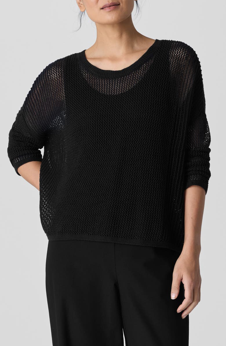 Eileen Fisher Open Stitch Organic Linen & Organic Cotton Sweater, Main, color, 