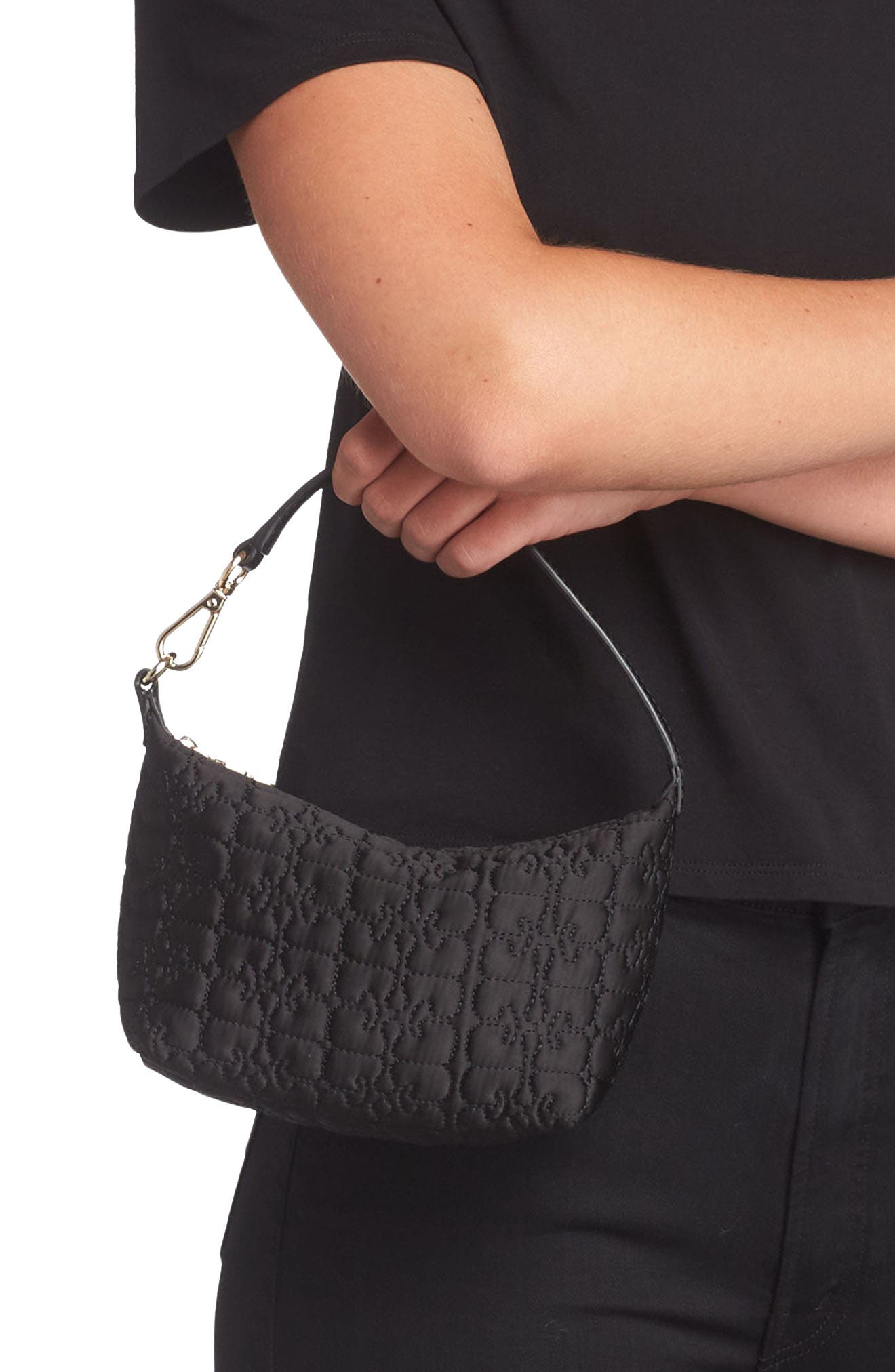 Ganni Small Butterfly Recycled Polyester Convertible Shoulder Bag, Alternate, color, 