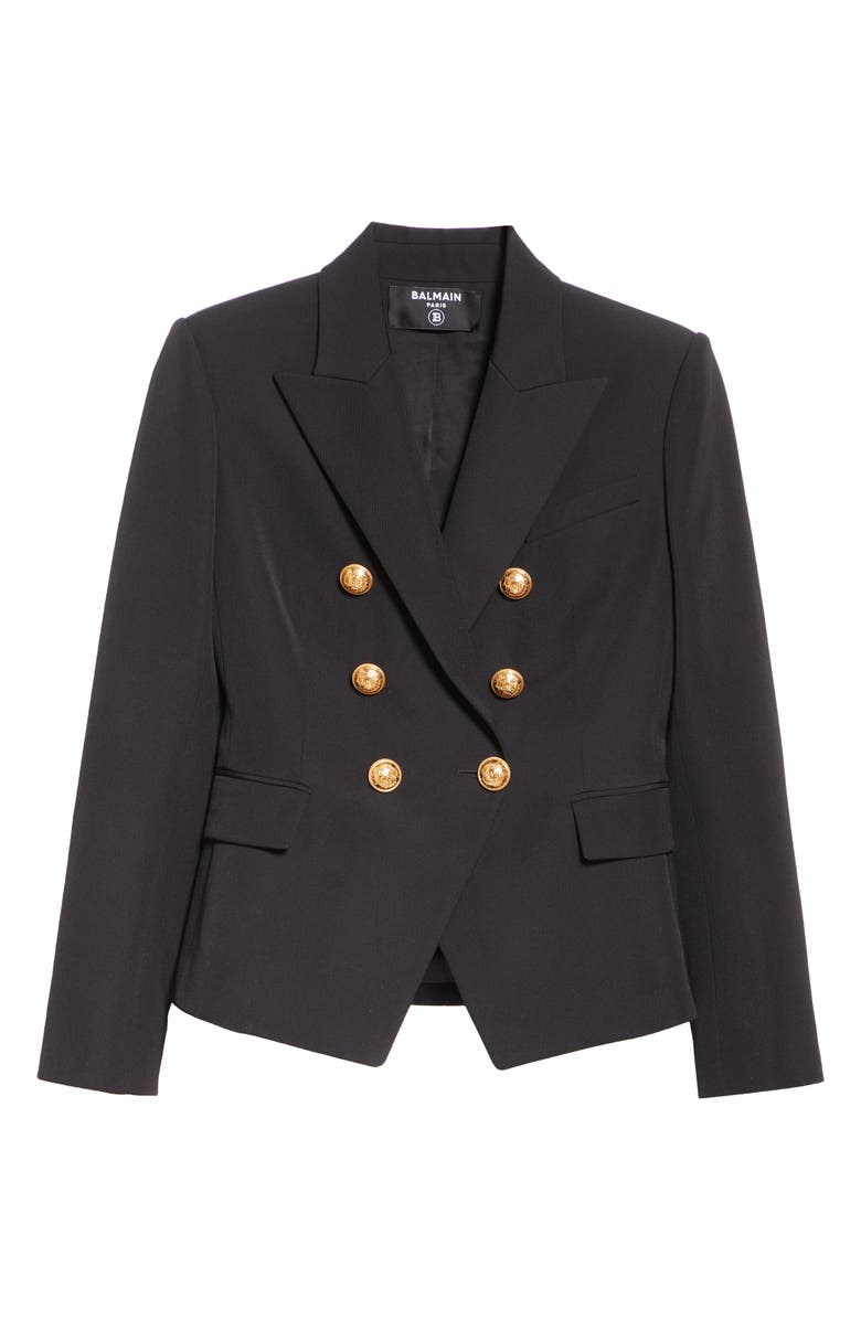 Balmain Classic Six-Button Grain de Poudre Jacket, Alternate, color, 