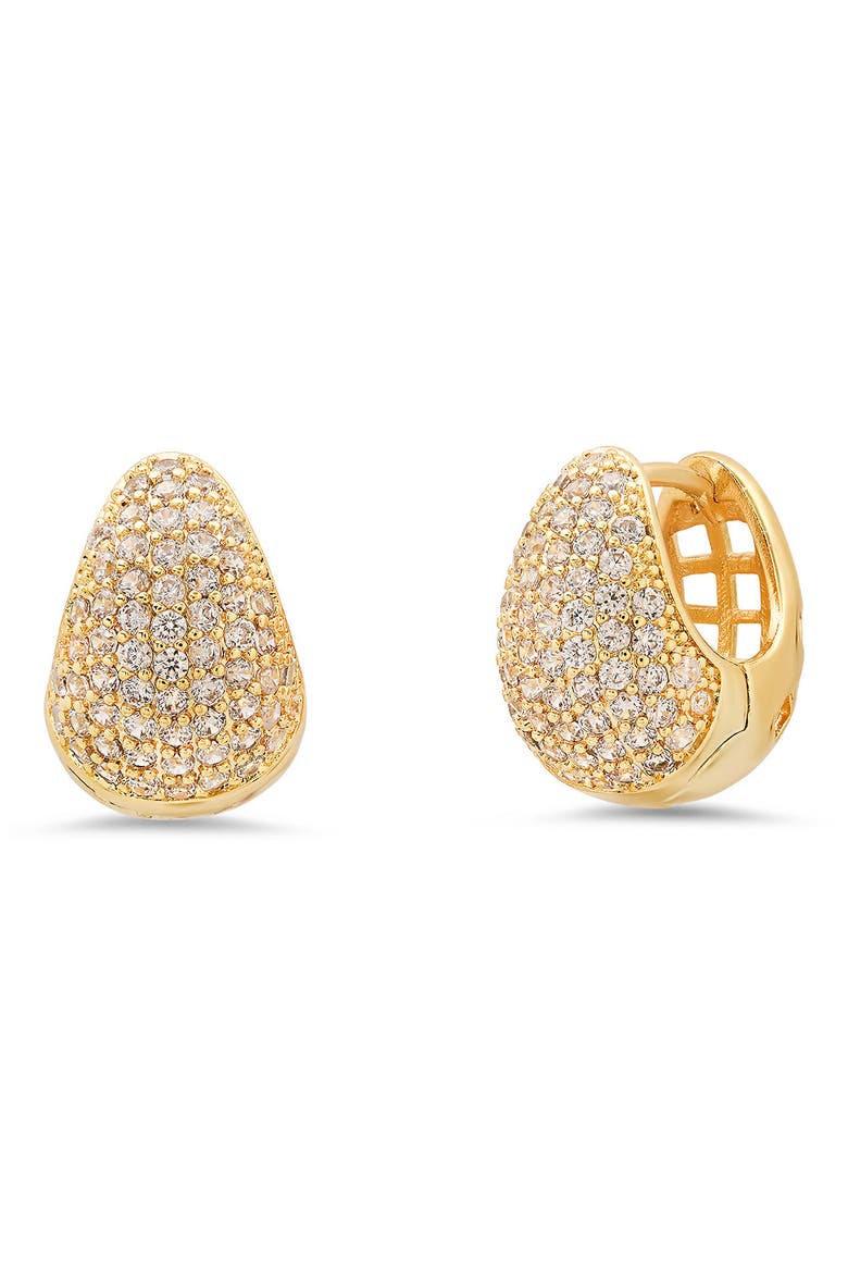 18K Gold Plated Simulated Diamond Huggie Hoop Earrings, Main, color, GOLD