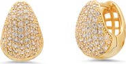 HMY JEWELRY 18K Gold Plated Simulated Diamond Huggie Hoop Earrings