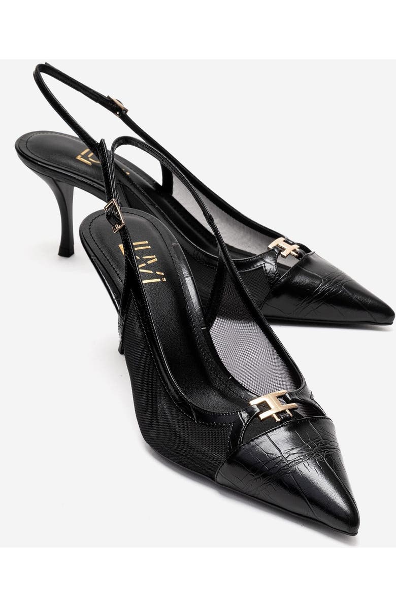 Prologue Shoes Orella Stiletto Mesh Pump, Main, color, Black Print