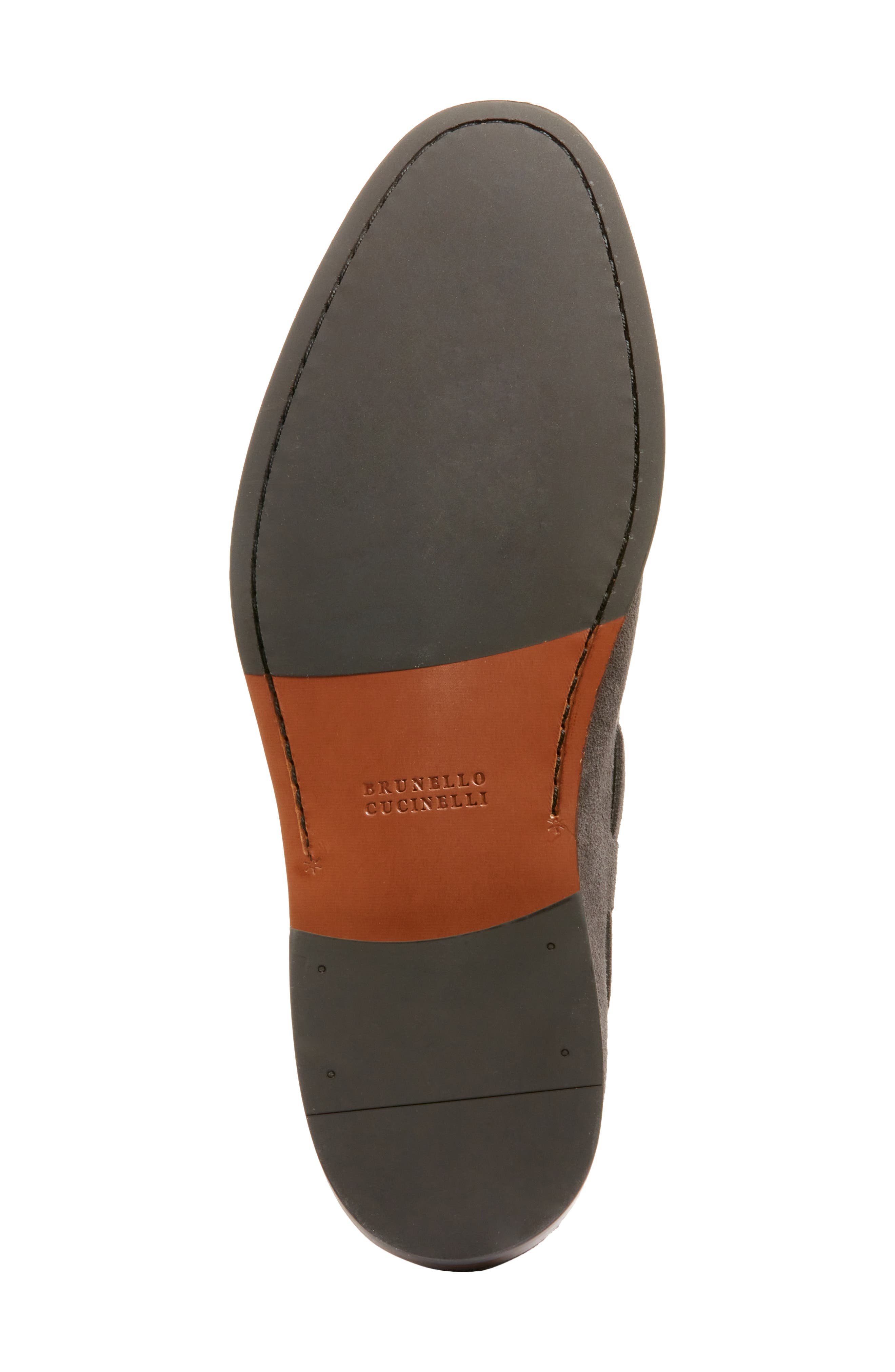 Brunello Cucinelli Tassel Detail Suede Loafer, Alternate, color, C8860 Dark Grey Suede