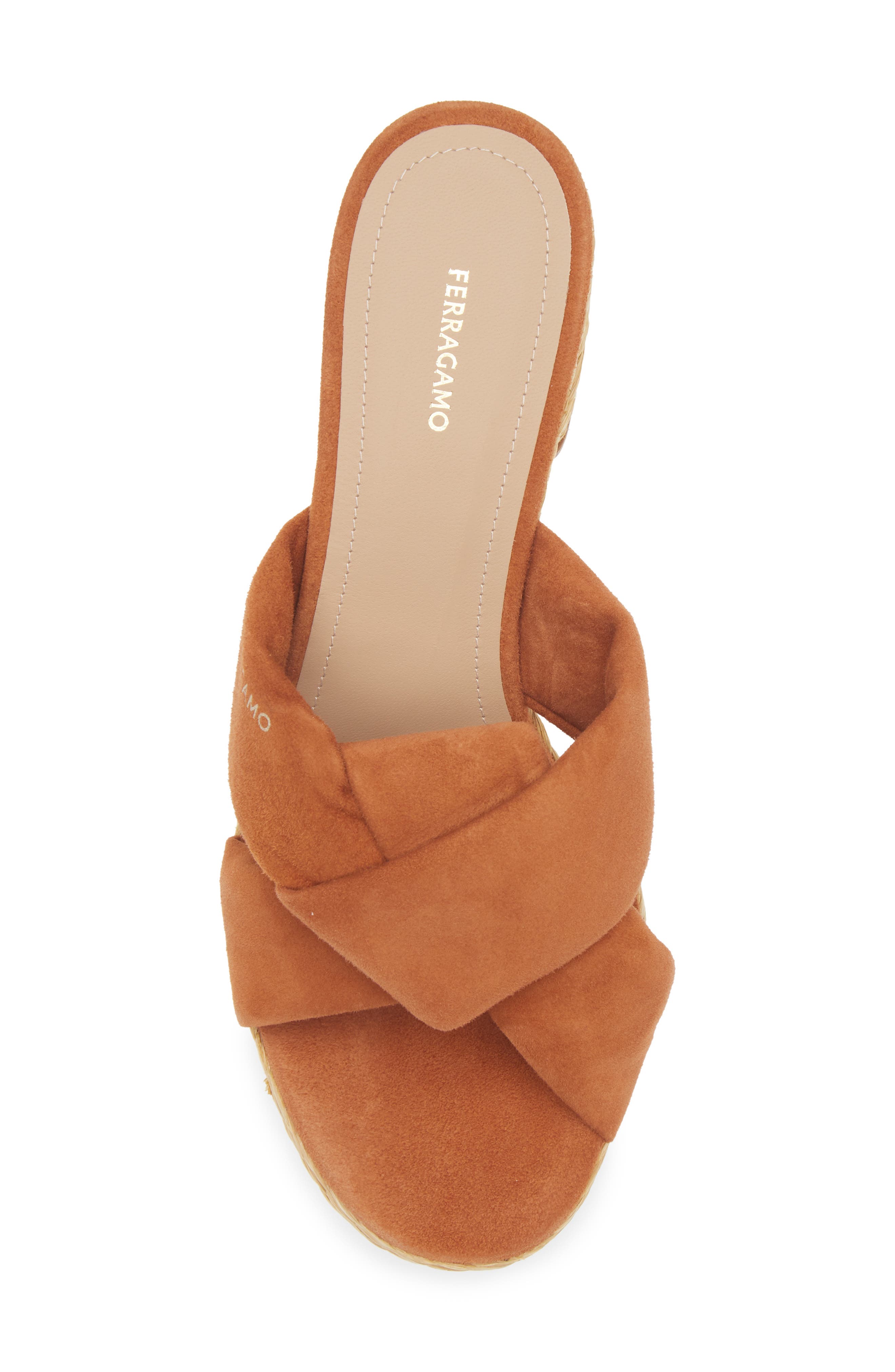 FERRAGAMO Douglas Platform Slide Sandal, Alternate, color, Tan Suede