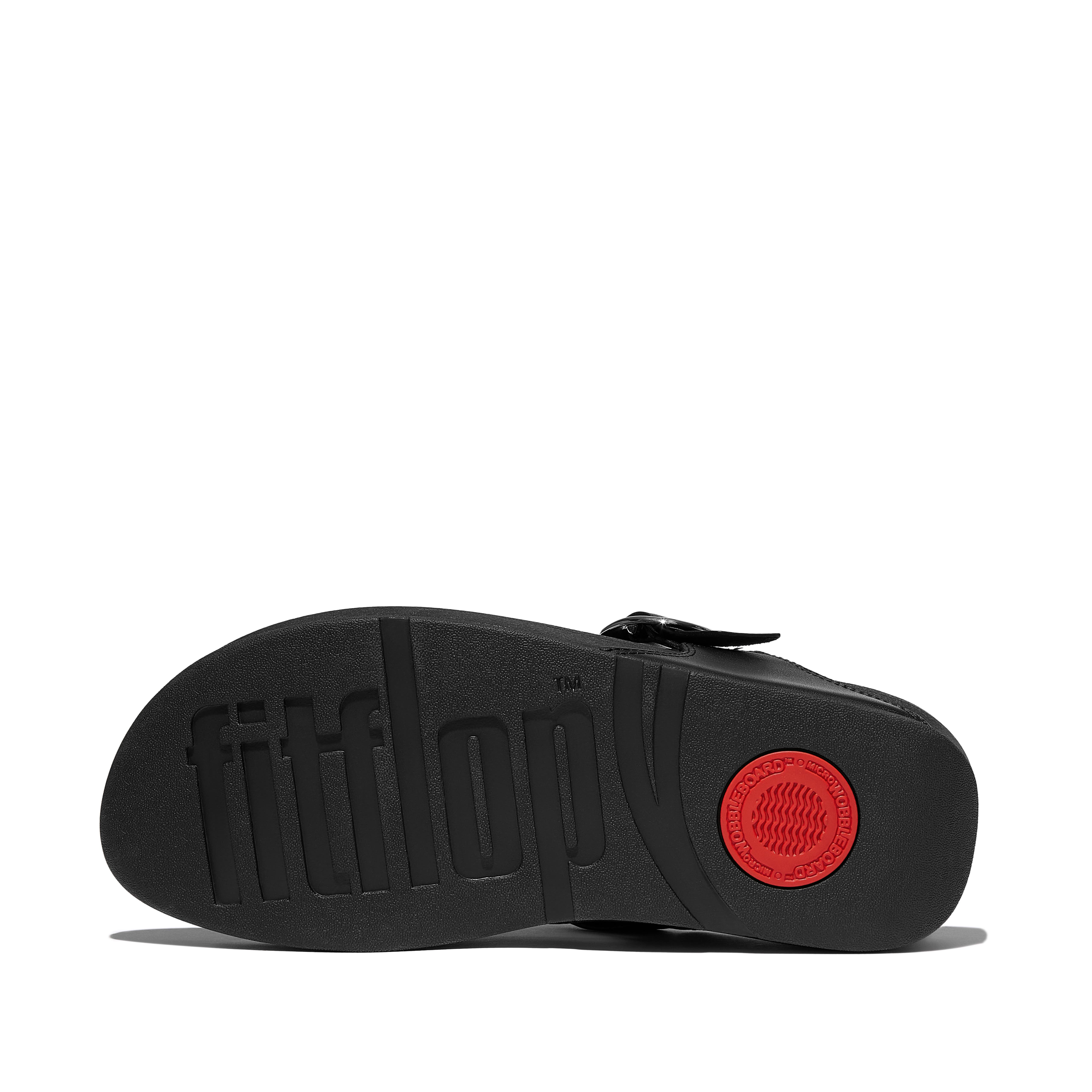 Lulu Adjustable leather toe-post sandals, Alternate, color, All Black