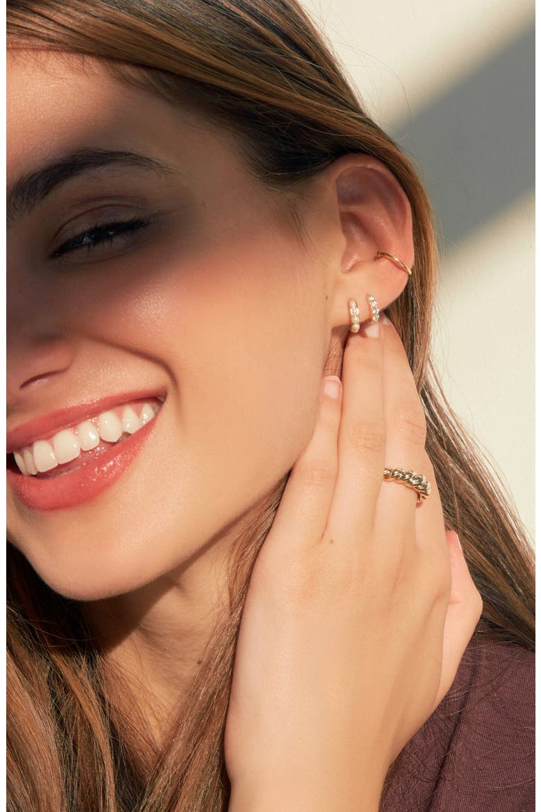 Ashley Hoop Earrings, Alternate, color, YELLOW GOLD/ WHITE