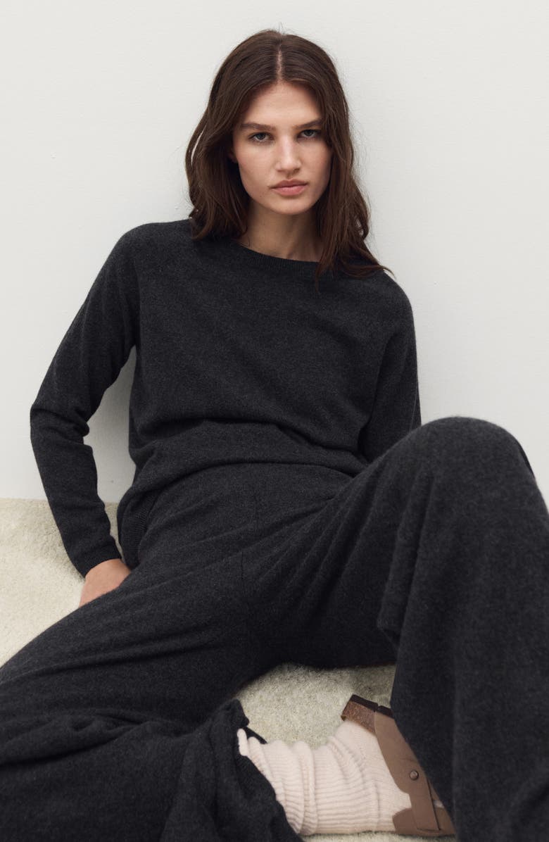MANGO Crewneck Cashmere Sweater, Alternate, color, Charcoal