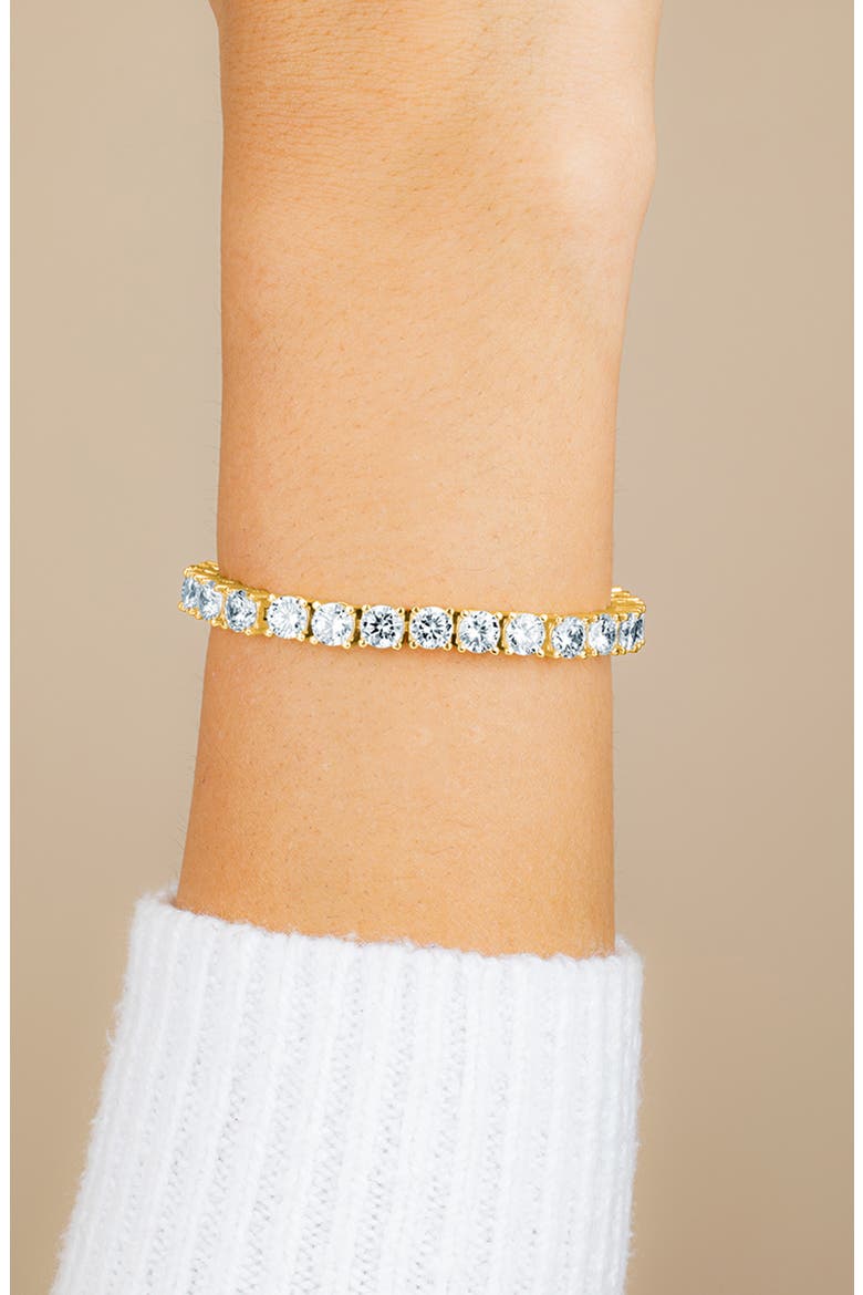 Round Cut Cubic Zirconia Tennis Bracelet, Alternate, color, GOLD