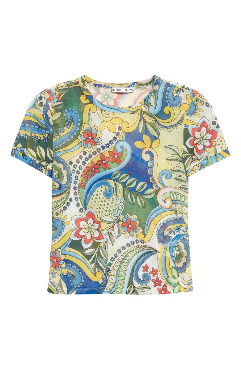 Alice + Olivia Tess Stretch Mesh T-Shirt, Alternate, color, Heat Wave