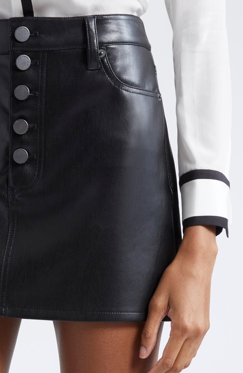 Alice + Olivia Joss Button Front Faux Leather Miniskirt, Alternate, color,