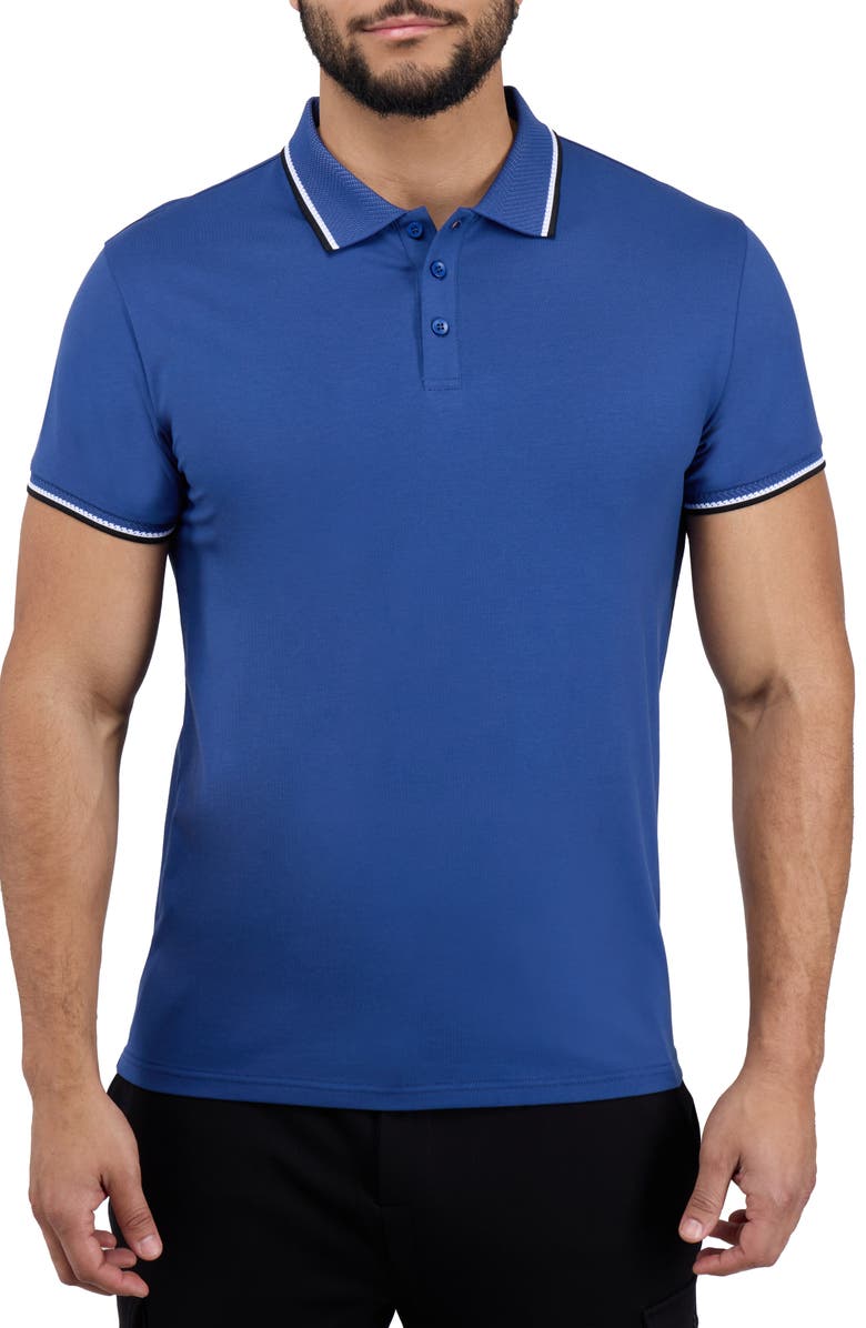 XRAY Texture Cotton Knit Polo, Main, color, True Blue/ Black