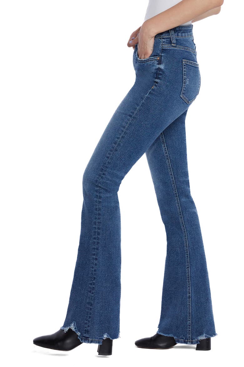 Distressed High Waist Flare Jeans, Alternate, color, RESORT BLUE