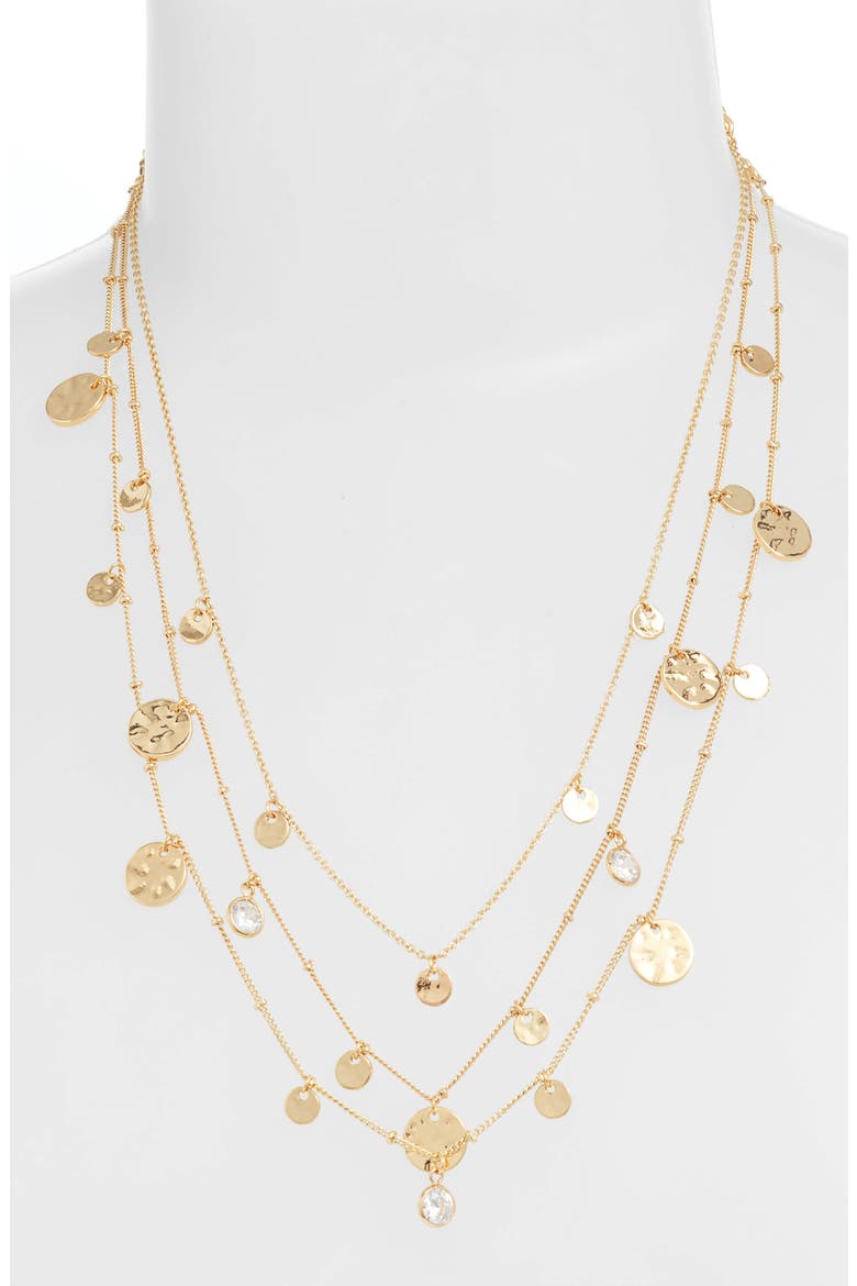 Set of 3 Disc Necklaces, Main, color, GOLD