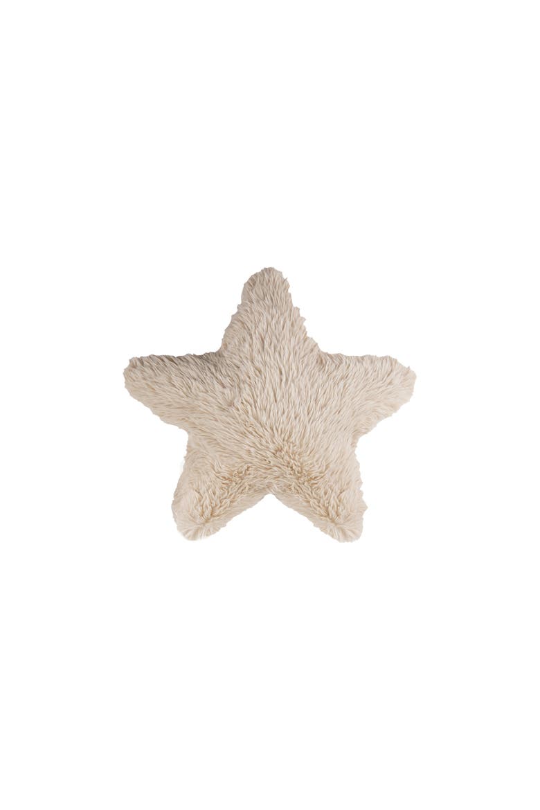 Faux Fur Star Pillow, Main, color, Cream