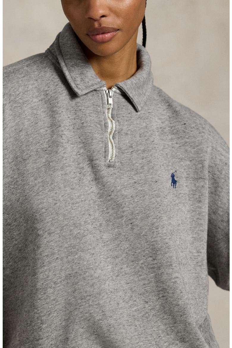French Terry Quarter Zip Sweatshirt, Alternate, color, DARK VINTAGE HEATHER