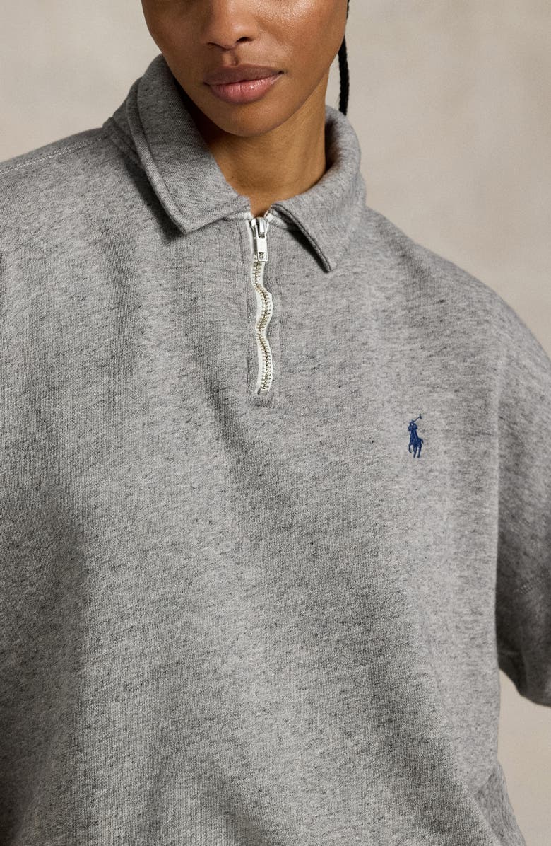 Polo Ralph Lauren French Terry Quarter Zip Sweatshirt, Alternate, color, Dark Vintage Heather