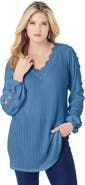 Roaman's Lace Trim And Appliquéd Tee