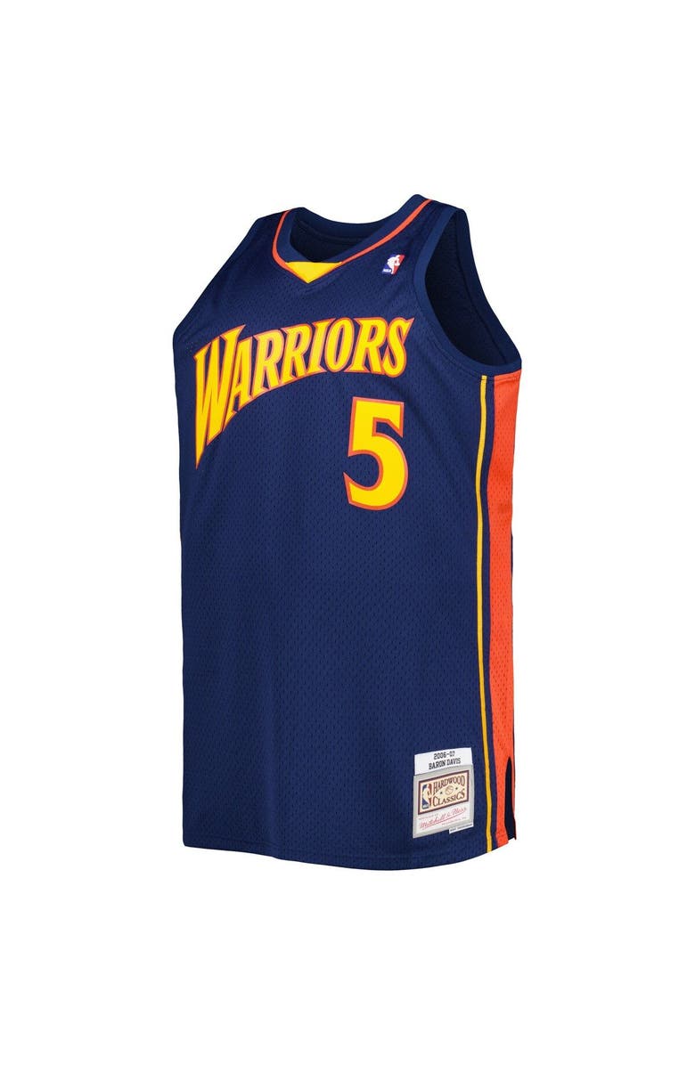Mitchell & Ness Men's Mitchell & Ness Baron Davis Navy Golden State Warriors Big & Tall Hardwood Classics 2006/07 Swingman Jersey, Alternate, color, Navy