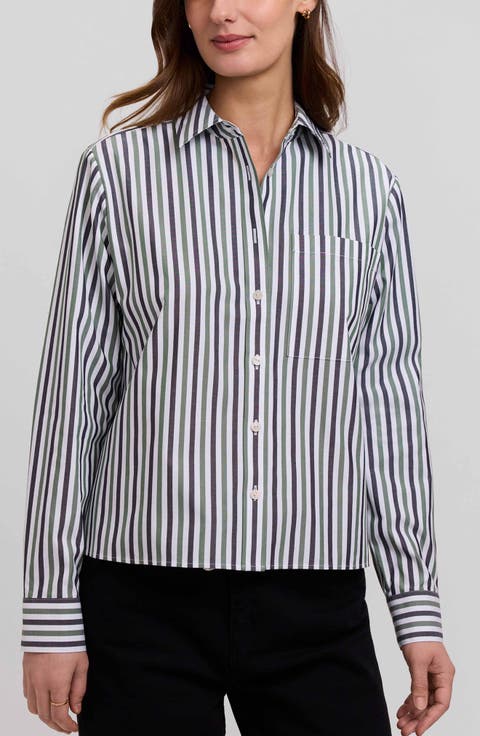 Jodie Stripe Cotton Button-Up Shirt
