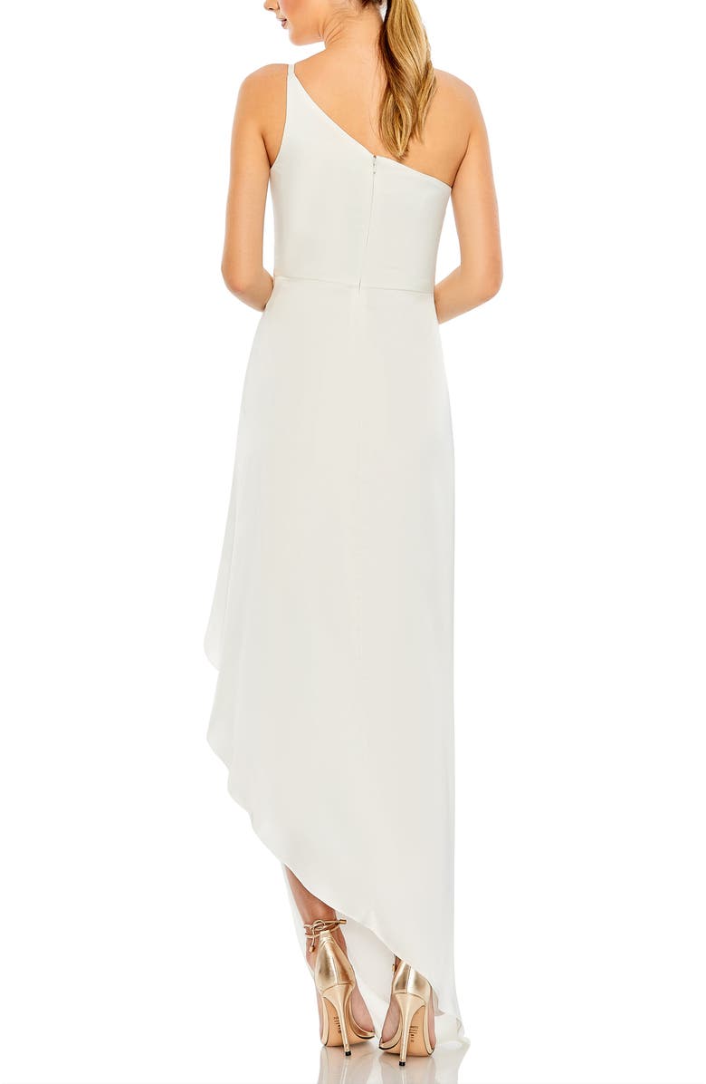 Mac Duggal One Shoulder Hi-Low Draped Charmeuse Dress, Alternate, color,