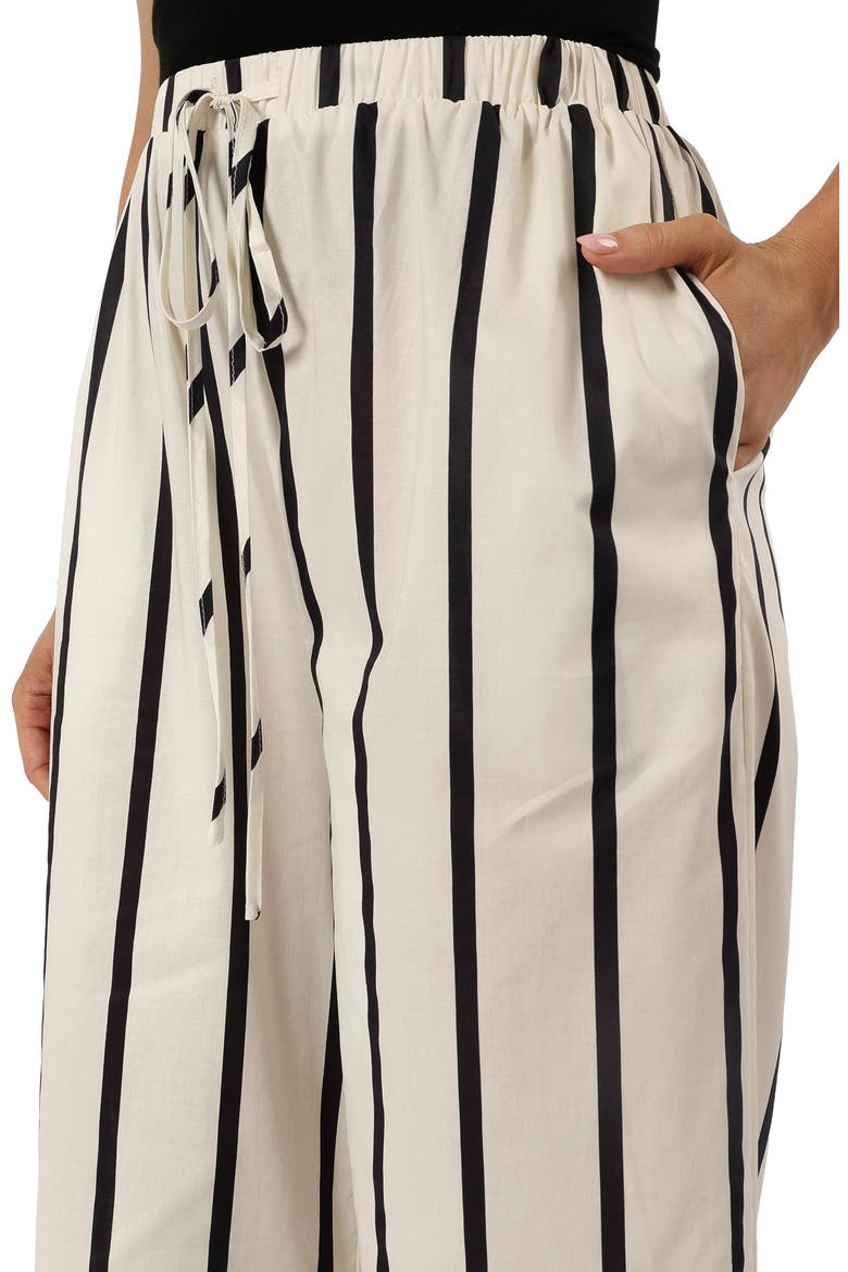Silvia Stripe Wide Leg Cotton Drawstring Pants, Alternate, color, CREAM STRIPE