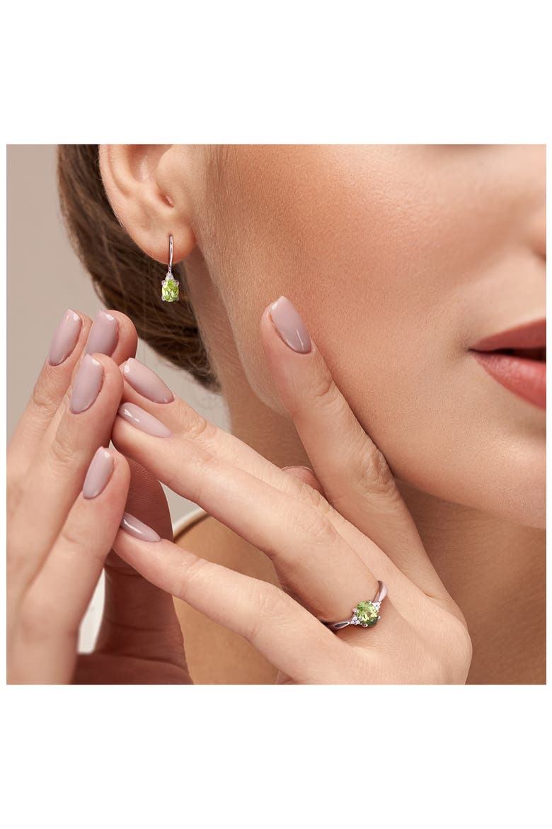 Oval Cut Peridot & Diamond Ring & Drop Earrings Set - 0.06ct., Alternate, color, GREEN