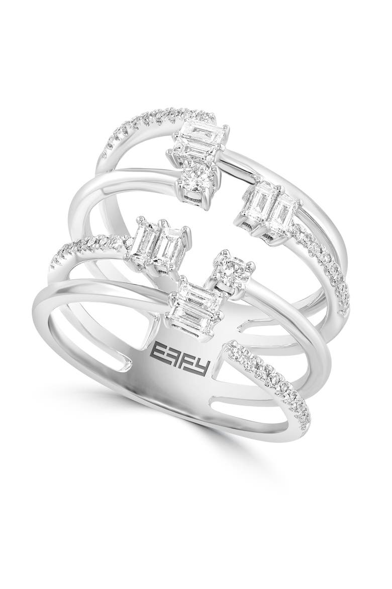 Openwork Diamond Statement Ring in White Gold, Main, color, Hematite and FW Blush Pearl