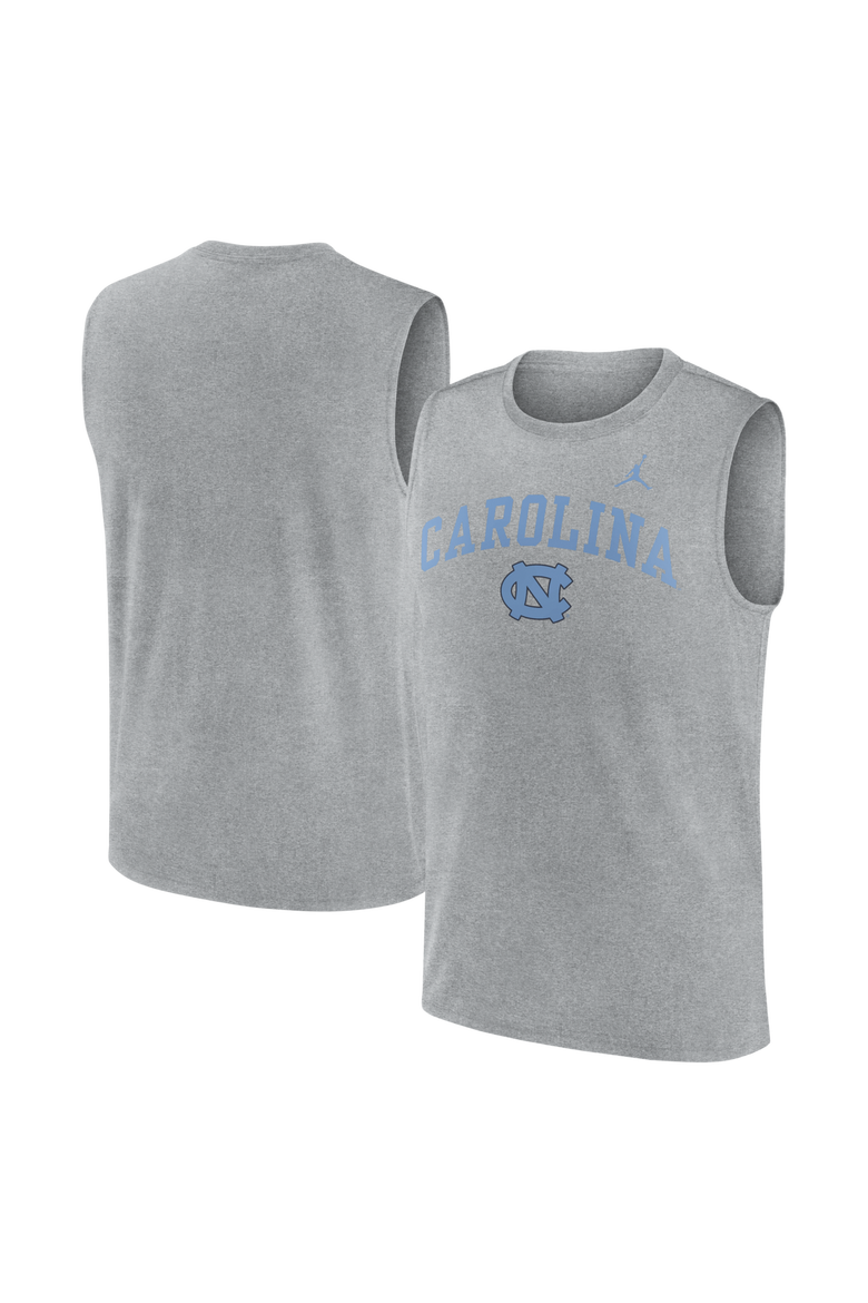 Men's Jordan Brand Heather Gray North Carolina Tar Heels Primetime Legend Arch Dri-FIT Muscle Tank Top, Main, color, Heather Gray